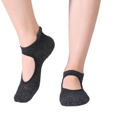 China BONYPONY Fashion Pilates Antibacterial Ballet Socks For Women Anti Non Slip Mujer Black Calcetas Glitter Skid Gripper Socks for sale