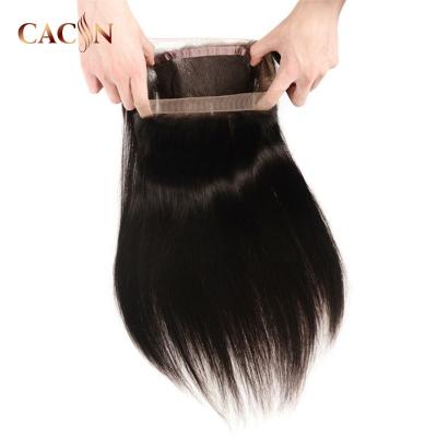 China Pre Plucked Sheer Swiss Skin 360 Lace Frontal Closure Silky Straight Raw Indian Hair Wave Frontal Closure for sale