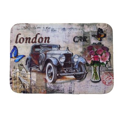 China Washable Print Bath Mat Classical Bath Mat Car Design Foam Print Classic Bath Mat for sale