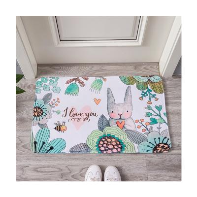 China 3D Printing Door Mat Flannel Shower Mat Washable Anti-Slip Cover Cushioned Bath Mat for sale