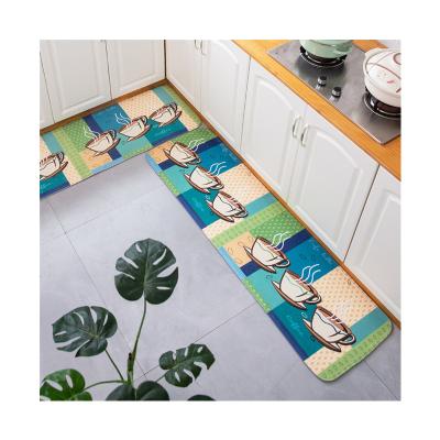 China Hot Sale Washable Quick-drying Printed Kitchen Mat 2pcs Set And Anti Slip Kitchen Mats Absorbent for sale