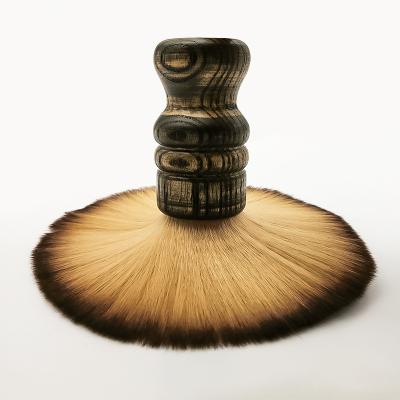 China High Handle Wool Grid Self Cleaning Hair Brush Neck Cloth Brush Barber Quick Use Round Soft Nylon Wooden Neck Brush for sale