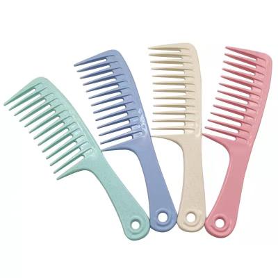 China Custom WIDE PINK WHEAT TOOTH Wide Tooth Comb ECO-FRIENDLY colorful home STRAW for sale