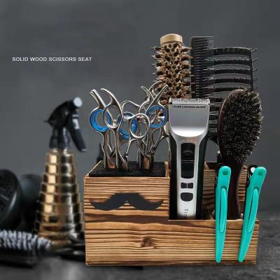 China Hot Selling WOODEN Barber Organizer Barber Organizer Barber Tools Black White Rack Scissors Storage Case For Hairdresser for sale