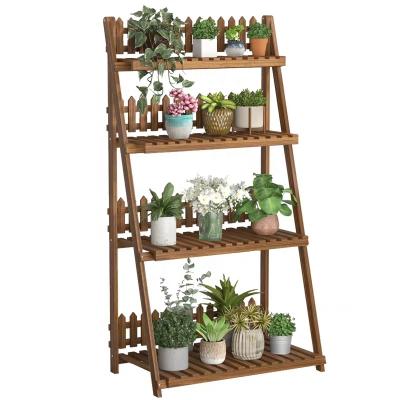 China Retail Stores Flower Rack Plant Stand Plant Rack Multifunctional Wooden Display Rack Shelves for sale