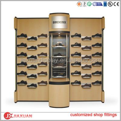 China Wooden supermarket slatwall display for shoe, shoe retail display for sale