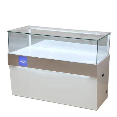 China Retail Stores Factory Woden Furniture Design Mobile Phone Display Shop Counter Modern Glass Mobile Design for sale