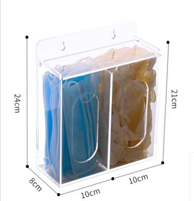 China Sustainable Custom Wall Mount 2 Box Dustproof Clear Acrylic Face Mask Dispenser for sale