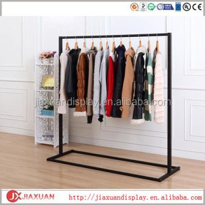 China Supermarket Black Metal Hanging Clothes Rack, Black Clothing Displays, Clothing Display Rack for sale