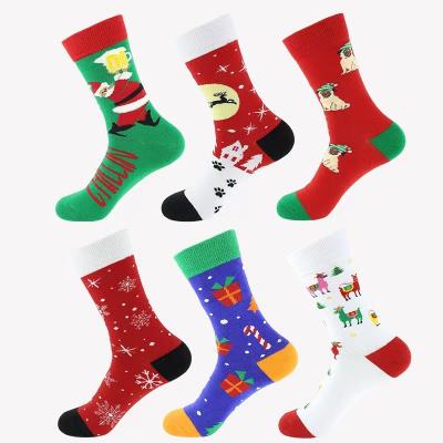 China Fashion Ins Breathable Santa Claus Elk Cartoon Pattern Socks Style All Festival Adult Crew Christmas Socks Manufacturer for sale