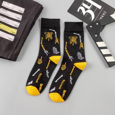 China Halloween New Design Mens Socks Personality Breathable Cylinder Fashion Funny Skeleton Crazy Socks For Women for sale