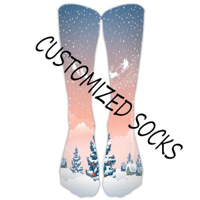 China Breathable 3D 360 Digital Seamless Sublimation Print Bamboo Sport Crew Socks Wholesale Custom Print Socks for sale