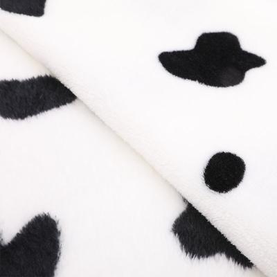 China Custom Black and White Printed Shrink-Resistant Polyester Flannel Fleece Fabric for Baby Blankets and Pajamas for sale