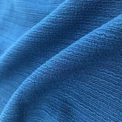 China Wholesale Pure Blue Pleated Stretch Crepe Foil Fabric For Ladies Spring And Summer Dress for sale