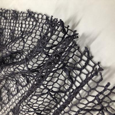 China Breathable Polyester Stretch Jacquard Shrink-Resistant Warp Knit Plain Dyed Mesh Hollow Lace Fabric for sale