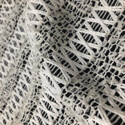 China Sheer White African French Hollow Shrink-Resistant Lace Nigeria Guipure Lace Mesh Tulle Fabric For Wedding Dress for sale