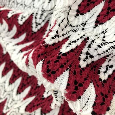 China Latest Design Nigerian Shrink-resistant Yarn-dyed Pure White Red Lace Fabric For African Swiss Dress for sale