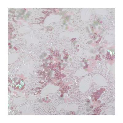 China Spring&Summer Popular Floral Shrink-Resistant Polyester Mesh Sequin Embroidery Fabric For Wedding Clothes Dress for sale