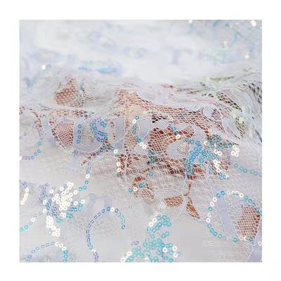 China Wholesale Shrink-Resistant Tulle Mesh Bottom Lace Fabric Sequin Sequin Embroidered Fabric For Women Clothes Dress for sale