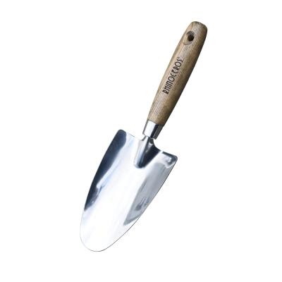 China High Strength Rust Resistance Garden Hand Tools Stainless Steel Head and Ash Wood Wooden Handle Garden Small Trowel for sale