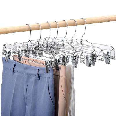 China Hanger with Metal Clip Wholesale Thickening Clear Transparent Plastic Clothing Skirt Panties Laundry Hangers with Clips for sale