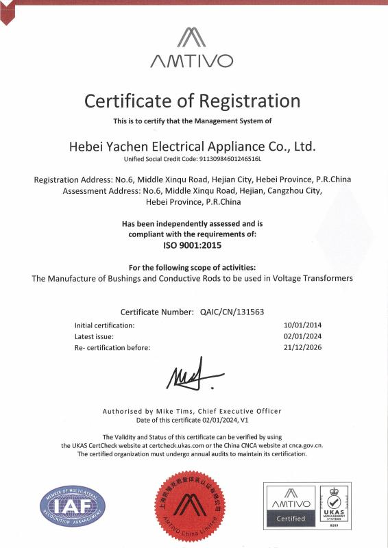 ISO 9001:2015 - Hebei Yachen Electric Co., Ltd