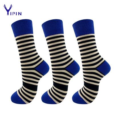 China Symmetry Antibacterial Funky Casual Stripe Non Bacterial Cotton Knitted Socks For Man for sale