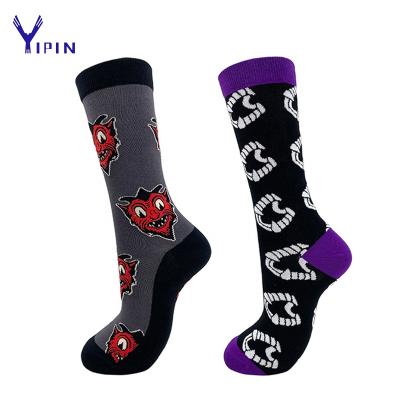 China Funky Casual Little Devil Antibacterial Cotton Knitted Socks For Man for sale