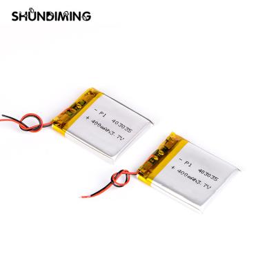 China Lapt computers rechargeable lithium polymer battery 403035 3.7V 400mAh lipo batteries for audio for sale