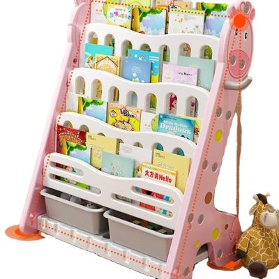 China Foldable High Quality Plastic Baby Bookshelves Kindergarten Home Color Plastic Book Shelves for sale