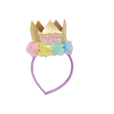 China New Eco-friendly Pafu First Birthday Girl Hat Flower Rose Felt Crown Headband With Artificial Rose Flower for sale