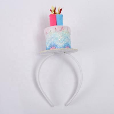 China Headbands Plush Happy Birthday Cake Hat Headband Costume Gifts Costume Props Cake Candles Multicolor Headband for sale