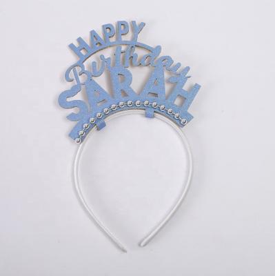 China Hairbands Sparkle Birthday Party Hairband Decorations Girl Happy Birthday Photo Props Hat Hair Circle Gifts Letter Headwear for sale