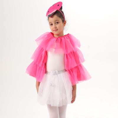 China Eco-friendly summer party supplies flamingo headband cape kit for girls for Halloween party cosplay decoration for sale