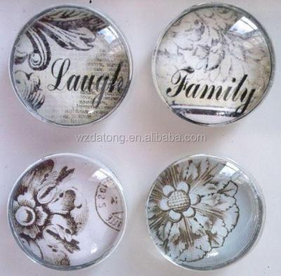 China Printing And Cutout Custom Round Crystal Glass Magnet For Fridge Decoration for sale