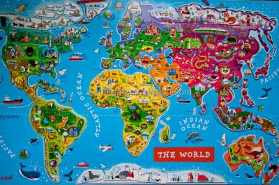 China Cartoon Toy Laminated Paper World Map Jigsaw Puzzle Magnetic Mat for sale