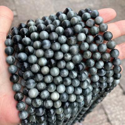 China Trendy Natural Stone Beads Hawk's Eye Loose Beads Cat Eye Round Beads For Jewelry Making 6MM 8MM 10MM for sale