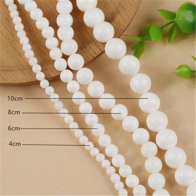 China Jewelry Making Natural Stone Beads White Jasper Stone Loose Beads For DIY Jewelry Making for sale