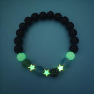 China Lava Stone Energy Bracelet Charm Durable Luminous Bracelet Stone 8MM Fluorescent Beads Stretch Bracelet for sale