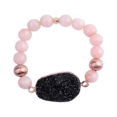 China High Quality CLASSIC Pink Rose Quartz Crystal Charm Druzy Bracelet Beaded Bracelet for sale