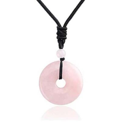 China Custom Stone Necklace Concentric Circle Pendant Necklace Nostalgic Natural Crystal Romantic Crystal Choker Necklace for sale