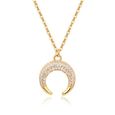 China Lady pendant Necklace Personality Popular Crescent Zircon Clavicle Chain Necklace fashion CLASSIC moon jewelry foreign trade for sale