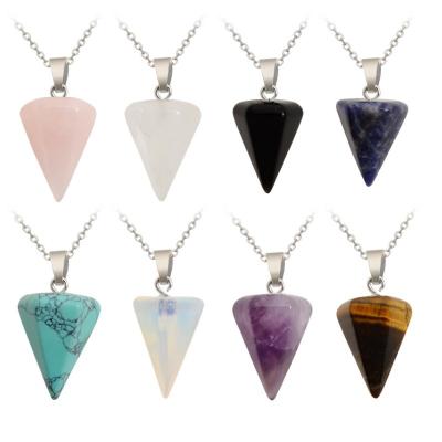 China Hexagonal Cone Crystal Necklace Women Pendant Durable Natural Stone Pendant for sale