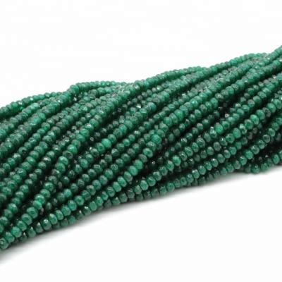 China Make Jewelry (3X4mm Round Necklace Beads Green Onyx Round Faceted Natural Stone Beads for sale