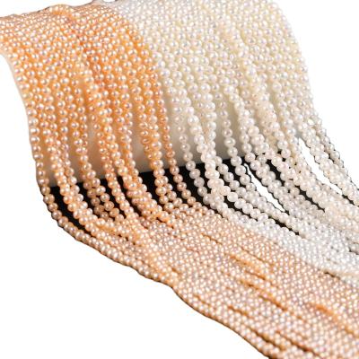 China 3.5mmWholesale Pearl Strand Natural Natural Freshwater Pearl String Real Pearl Loose Beads for sale