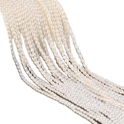 China Wholesale Natural Freshwater Pearl Rice Pearl Beads Freshwater Cultured Rice Pearl Strand Size 3*4mm for sale