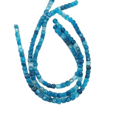 China Jewelry Making Hotsale Wholesale Square Gemstone Loose Beads Zircon Blue Agate Blue Agate Stone for sale