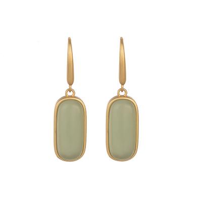 China BOHEMIA 2022 accessories Bijoux Femme Party Gift fashion earrings metal 18K stainless steel jade new circle hetian stone earrings for sale