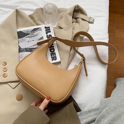 China Fashion PU Leather Small Cross - Body Bags For Lady Simple Travel Bag Women Solid Color Shoulder Handbags for sale