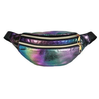 China Wear-Resistance Holographic Fanny Pack For Women Waist Packs Shiny Waist Bum Bag Waterproof For Running Travel Party Festival Rise for sale